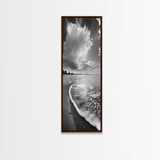 Morning Beach, Shoreline Foam, Coastal Tranquility, Sunrise Horizon, Canvas Print, Beach Wall Art, Bathroom Decor, Seaside Vibes