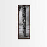 Totem Pole, Tribal Faces, Historic Symbolism, Canvas Print, Cultural Wall Decor, Office Wall Art, Rustic Museum Style Photography