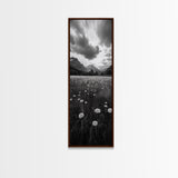 Wildflower Field, Alpine Meadow, Mountain Backdrop, Nature Print, Serene View, Framed Canvas Print, Living Room Wall Art, Rustic Farmhouse Decor