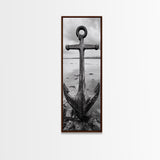 Nautical Anchor, Coastal Vibes, Marine Decor, Ocean-Inspired, Bold Statement, Framed Canvas Print, Entryway Wall Art, Rustic Beach Style