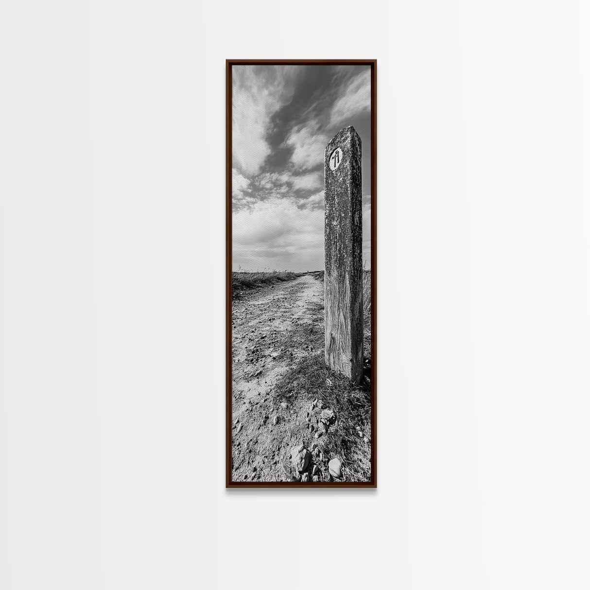 Trail Marker, Countryside Path, Rustic Journey, Canvas Print, Outdoor Adventure Wall Art, Neutral Fall Decor, Minimalist Hallway Art
