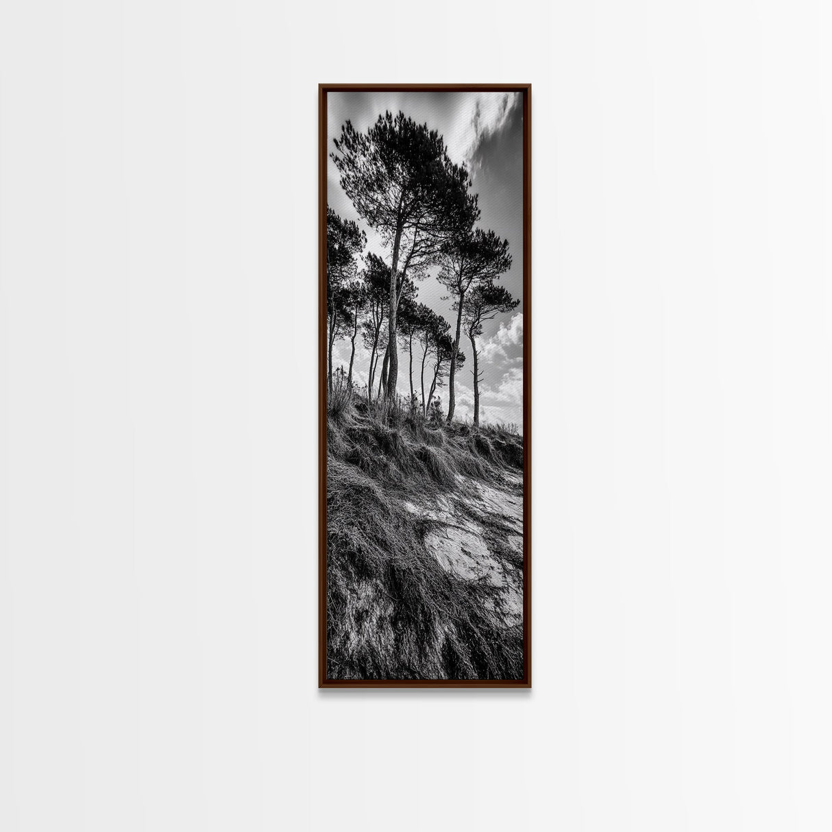 Windy Pines, Cliff Edge, Tree Silhouettes, Canvas Print, Moody Forest Photography, Rustic Cabin Wall Art, Autumn Living Room Decor
