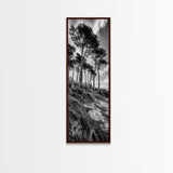 Windy Pines, Cliff Edge, Tree Silhouettes, Canvas Print, Moody Forest Photography, Rustic Cabin Wall Art, Autumn Living Room Decor