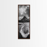 Dramatic Seaside Peak, Coastal Mountain Wall Art, Black Beach Photography, Bold Nature Decor, Canvas Print, Living Room Art