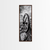 Prairie Wagon Wheel, Antique Rustic Wall Decor, Western Homestead Art, Barnhouse Style Print, Canvas Print, Fall Living Room Art