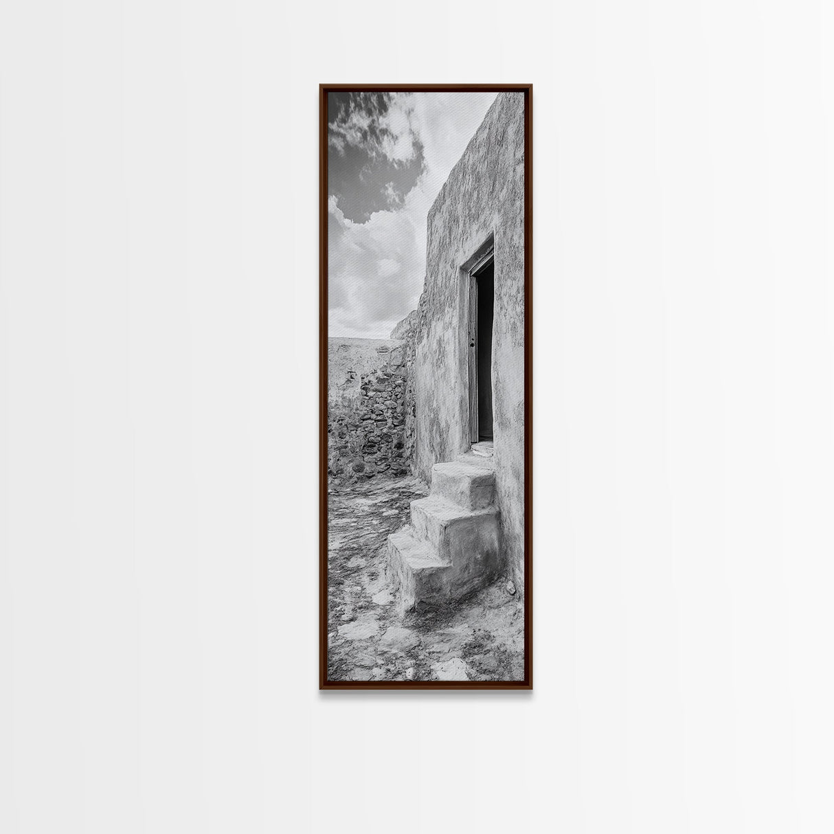 Desert Adobe Home, Old World Architecture, Earth Tone Wall Decor, Boho Rustic Print, Minimalist Entryway Art, Canvas Print