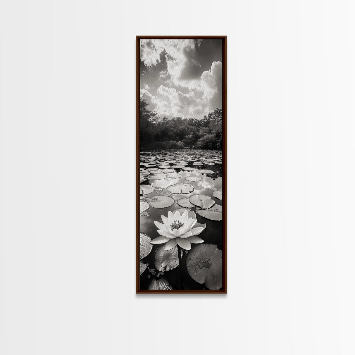 Water Lily Pond, Serene Botanical Art, Peaceful Garden Wall Decor, Zen Nature Print, Spa or Bedroom Accent, Framed Canvas Print
