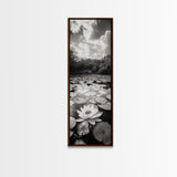 Water Lily Pond, Serene Botanical Art, Peaceful Garden Wall Decor, Zen Nature Print, Spa or Bedroom Accent, Framed Canvas Print