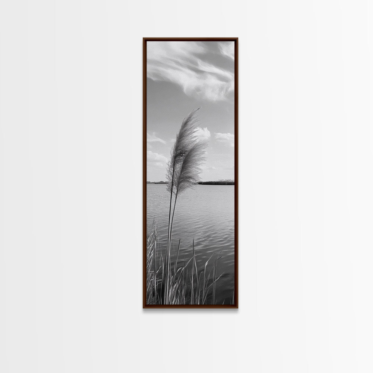 Lakeside Grasses, Windy Waterscape Print, Minimal Nature Art, Calm Landscape Decor, Bathroom or Office Wall Art, Canvas Print