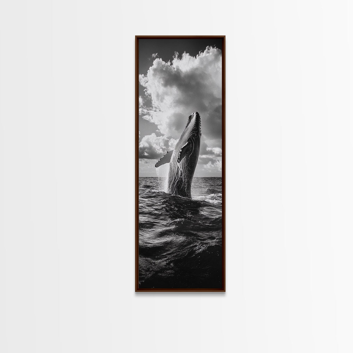 Breaching Whale Art, Ocean Wildlife Print, Marine Life Photography, Dramatic Sea Scene, Coastal Living Room Decor, Canvas Print