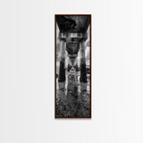 Pier Perspective, Symmetrical Architecture Art, Coastal Concrete Structure, Industrial Minimalist Decor, Framed Canvas Print