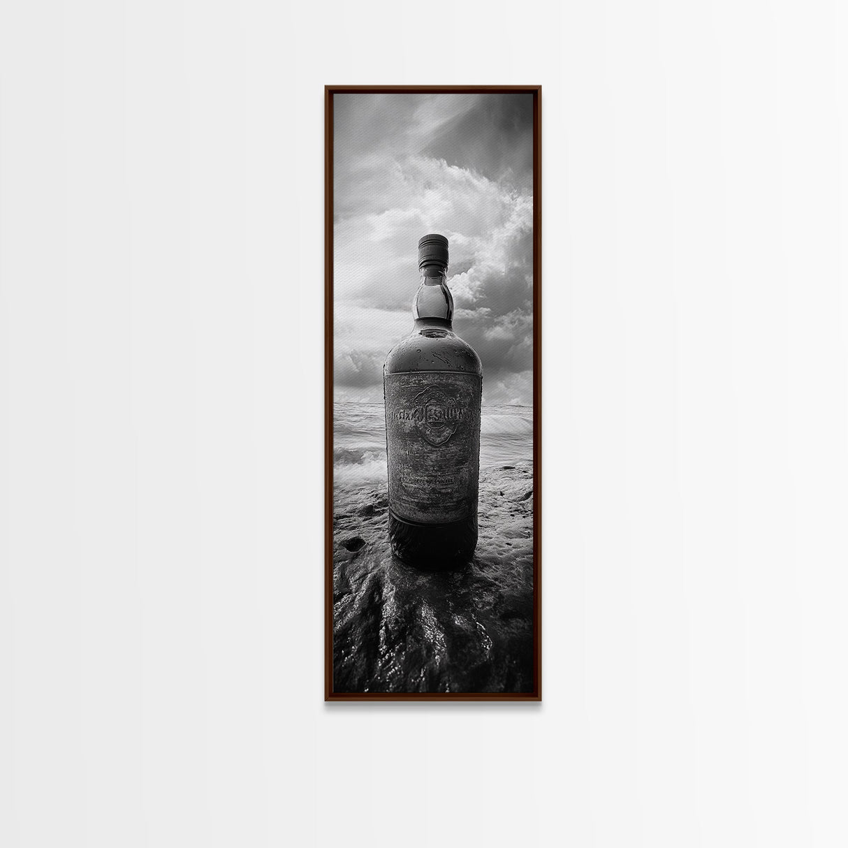 Weathered Bottle Beach, Abandoned Object Art, Coastal Still Life Print, Rustic Nautical Wall Decor, Studio or Bar Area, Canvas Print