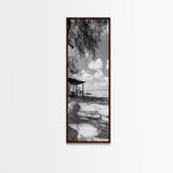 Coastal Bench, Ocean Peace, Nature Retreat, Minimal Landscape, Canvas Print, Zen Wall Art, Bedroom or Entryway Decor, Calm Beach Scene
