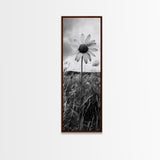 Single Daisy Bloom, Minimalist Botanical, Black White Flower, Framed Canvas Print, Nature Inspired Art, Bedroom Wall Decor, Modern Farmhouse