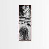 Desert Sun Shadows, Dune Landscape Art, Black White Wilderness, Framed Canvas Print, Boho Office Wall Art, Southwestern Minimal Style