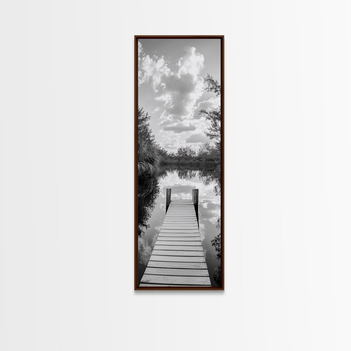 Forest Trail, Ocean View, Moody Trees, Pacific Coast Path, Framed Canvas Print, Cabin Entryway Art, Rustic Adventure Wall Decor