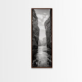 Canyon River, Desert Passage, Rugged Cliffs, Adventure Scene, Framed Canvas Print, Western Wall Art, Office Art, Den Nature Decor