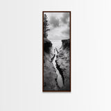 Coastal Crevice, Ocean Stream, Moody Nature, Rugged Beauty, Framed Canvas Print, Minimalist Beach Wall Art, Bedroom Art, Entryway Decor