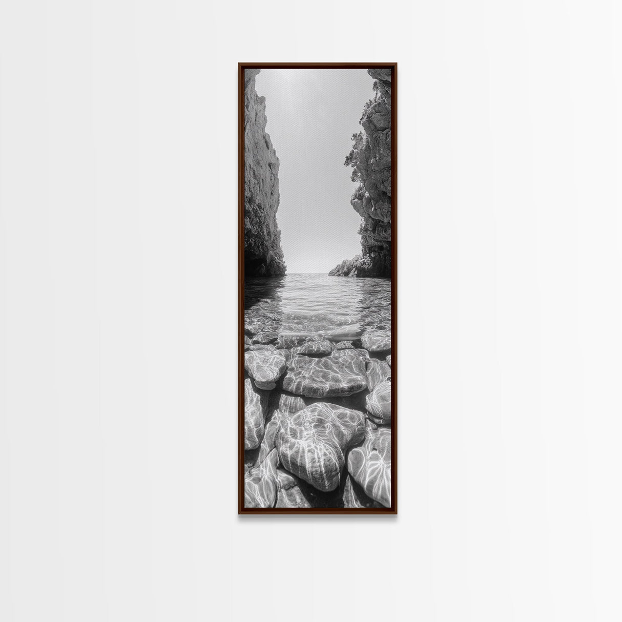 Crystal Cove, Reflections Water, Seaside Stones, Canvas Print, Tranquil Coastal Wall Art, Beach Bathroom Decor, Minimalist Style