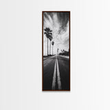 Coastal Highway, Palm Trees, Dramatic Sky, Framed Canvas Print, Modern Beach Photography, Office Decor, Urban Boho Art, Nature Lover Gift