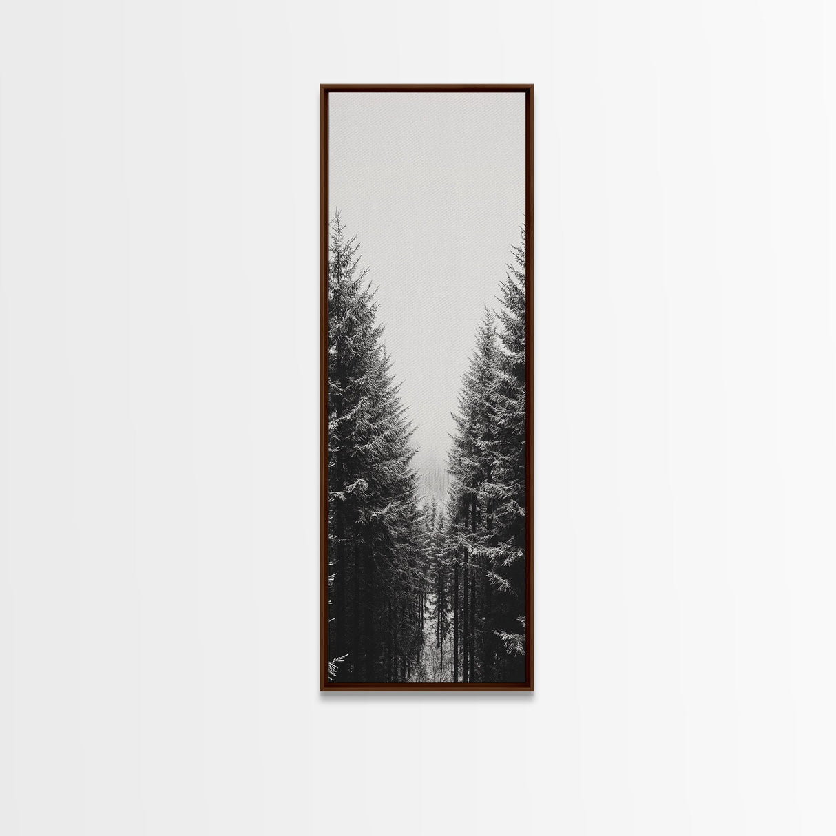 Snowy Forest, Pine Trees, Winter Woods, Minimal Art, Nordic Aesthetic, Canvas Print, Christmas Decor, Cozy Living Room Wall Art