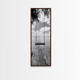 Lakeside Swing Stillness, Serene Water View Print, Peaceful Dock Photography, Canvas Print, Tranquil Bedroom or Office Wall Art
