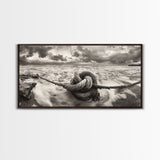 Ocean Knot, Stormy Sea, Nautical Rope, Seaside Wall Decor, Canvas Print, Rustic Coastal Wall Art, Bathroom Nautical Theme