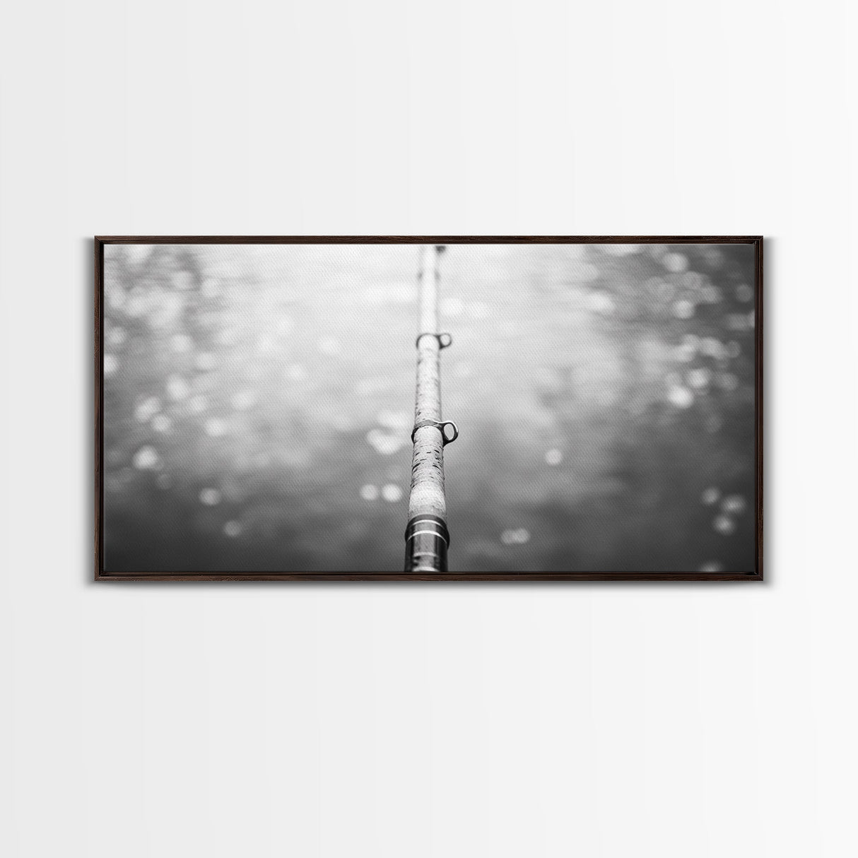 Fishing Pole, Water Focus, Tranquil Reflections, Minimalist Angler Art, Canvas Print, Cabin Wall Art, Lakehouse Decor
