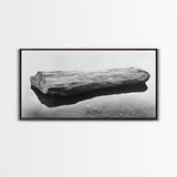 Driftwood, Calm Water, Nature Stillness, Natural Element Art, Framed Canvas Print, Zen Bathroom Wall Art, Minimalist Decor