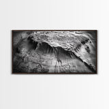 Topographic Map Detail, Antique Terrain, Black and White Landscape, Canvas Print, Office Wall Art, Historical Geography Decor