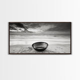 Solitary Bowl Beach, Ocean Waves Texture, Surreal Still Life Photo, Canvas Print, Entryway Wall Art, Minimalist Coastal Style
