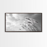Windswept Grass, Minimal Nature, Calm Sky, Neutral Art, Framed Canvas Print, Bedroom Wall Art, Scandinavian Decor, Peaceful Pastel Tones