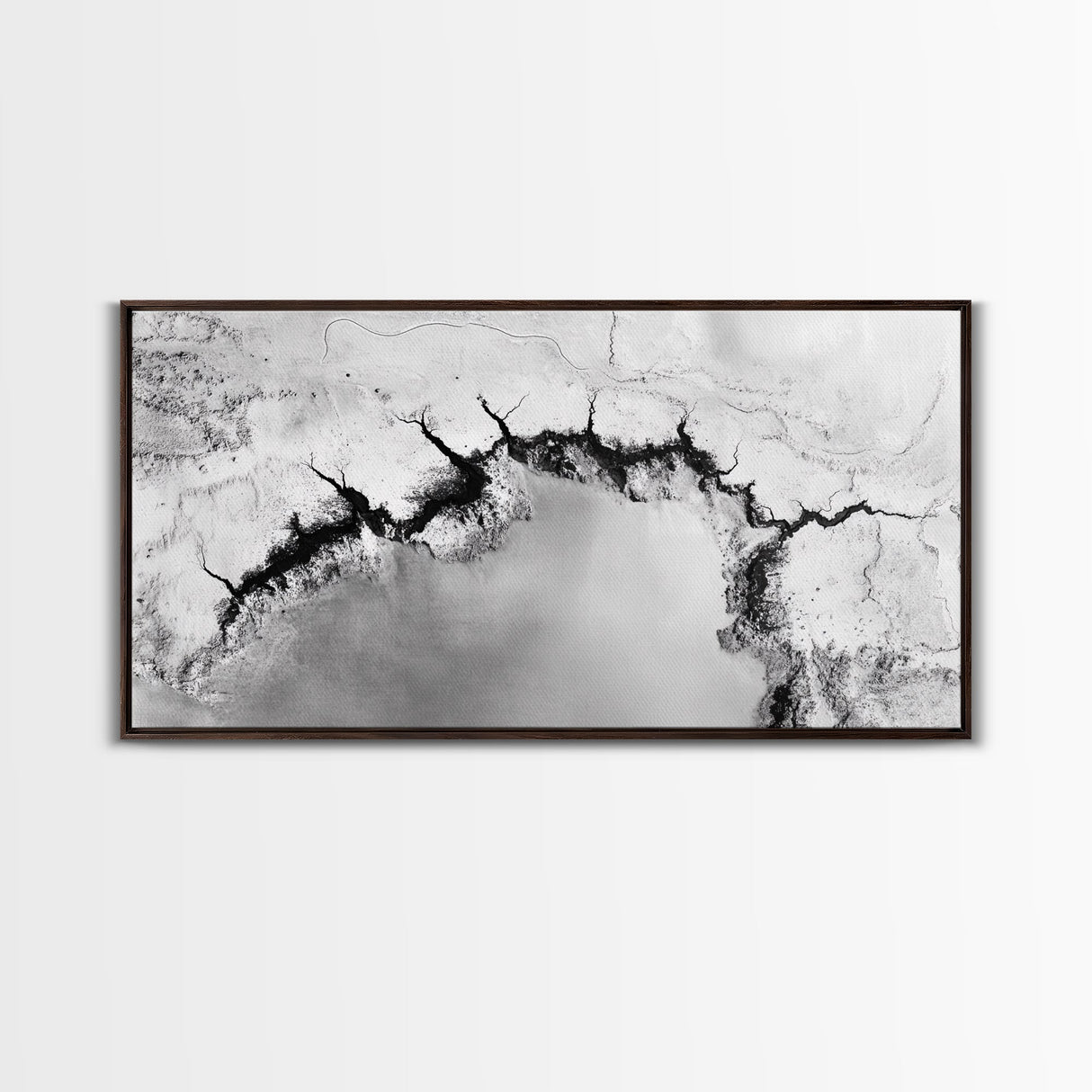 Aerial Desert, Cracked Earth, Modern Texture, Abstract Terrain, Canvas Print, Office Wall Art, Earth Tones, Contemporary Natural Art