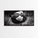 Sea Cave, Rocky Texture, Coastal Reflection, Natural Formations, Framed Canvas Print, Bathroom Art, Earthy Wall Decor, Zen Style