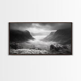 Foggy Valley, Highland Mist, Mountain View, Serene Landscape, Framed Canvas Print, Office Wall Art, Nature Escape, Zen Mountains