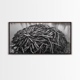 Beaver Lodge, Natural Structure, Earthy River Habitat, Framed Canvas Print, Cabin Wall Art, Nature-Inspired Rustic Fall Decor