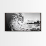 Ocean Wave Art, Coastal Decor, Heart Wave Wall Art, Black and White Photography, Canvas Print, Beach Bathroom, Surf Vibes, Minimalist Surf Home