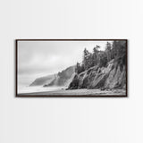 Pacific Coast Cliffs, Moody Nature Photography, Ocean View Landscape, Framed Canvas Print, Coastal Bedroom or Office Wall Art