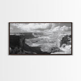 Desert Canyon Vista, Monument Valley View, Rugged Landscape Photography, Framed Canvas Print, Western Living Room Wall Art