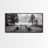 Coastal Graveyard, Moody Seascape, Quiet Reflection Scene, Framed Canvas Print, Gothic Office or Haunted Fall Wall Art Decor, Hallway Wall Art
