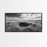 Prairie Crater Scene, Nature Landscape, Rustic Country Vibe, Farmhouse Wall Decor, Canvas Print, Entryway Accent, Autumn Earth Tones