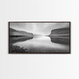 Misty Fjord Reflection, Calm Water Scene, Nordic Landscape, Peaceful Wall Decor, Canvas Print, Office Wall Art, Minimalist Mountains