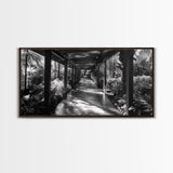 Serene Garden Pathway, Nature Tunnel Walk, Tropical Jungle Scene, Framed Canvas Print, Minimalist Art, Living Room Wall Decor