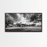 Southwestern Ranch Home, Texas House Scene, Peaceful Rural Living, Framed Canvas Print, Rustic Landscape Art, Living Room Decor