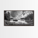 Misty Forest, Coastal Wilderness, Moody Landscape, Nature Escape, Framed Canvas Print, Cabin Decor, Autumn Wall Art, Woodland Aesthetic