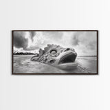 Dragon Head Sculpture, Beach Sand Art, Mythical Creature Decor, Fantasy Vibes, Framed Canvas Print, Game Room Wall Art, Office Wall Art