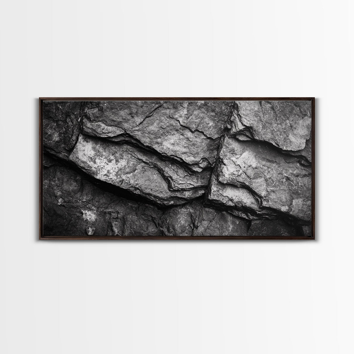 Stone Texture Closeup, Abstract Rock Pattern, Black and White Minimalist, Canvas Print, Modern Wall Art, Office Decor, Earthy Tones