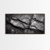 Stone Texture Closeup, Abstract Rock Pattern, Black and White Minimalist, Canvas Print, Modern Wall Art, Office Decor, Earthy Tones