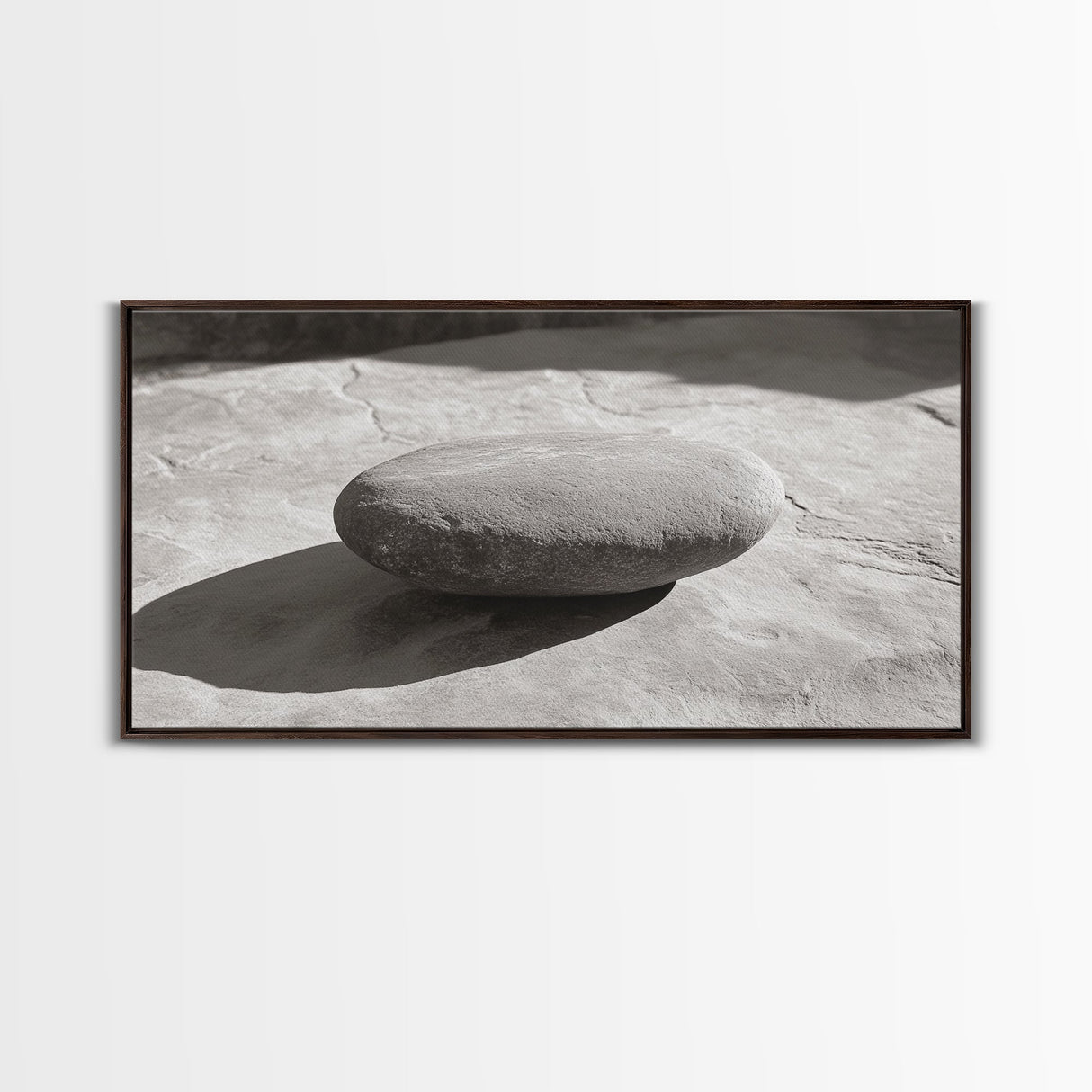 Zen Stone Focus, Natural Simplicity, Black and White Minimalist, Canvas Print, Spa Wall Art, Serene Bathroom Decor, Peaceful Aesthetic