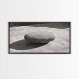 Zen Stone Focus, Natural Simplicity, Black and White Minimalist, Canvas Print, Spa Wall Art, Serene Bathroom Decor, Peaceful Aesthetic